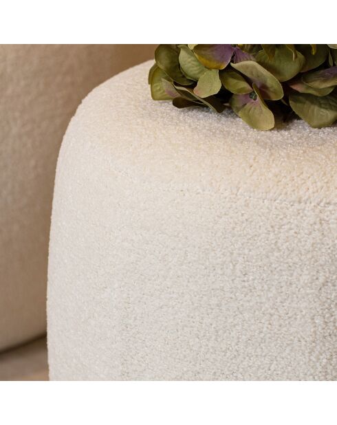 Pouf en tissu bouclette Malo blanc - 41.5x41.5x40 cm