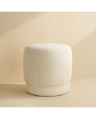 Pouf en tissu bouclette Malo blanc - 41.5x41.5x40 cm