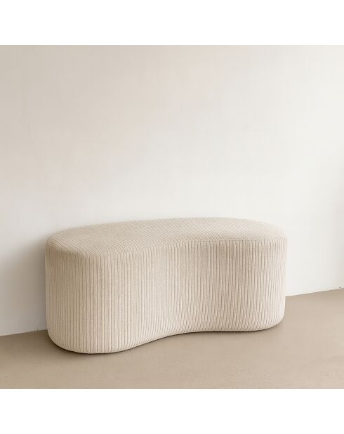 Banc en Velours Côme beige - 80x43x36 cm
