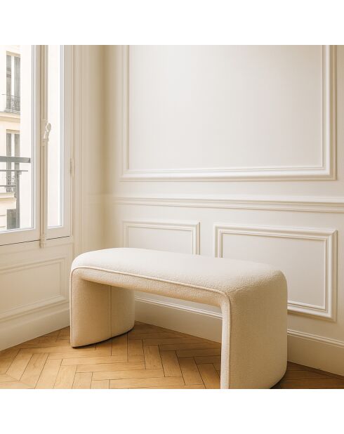 Banc en tissu bouclette Malo écru - 100x41x44 cm