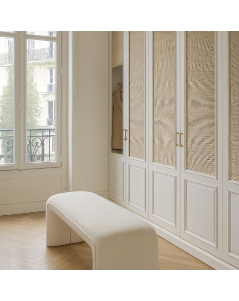Banc en tissu bouclette Malo écru - 100x41x44 cm
