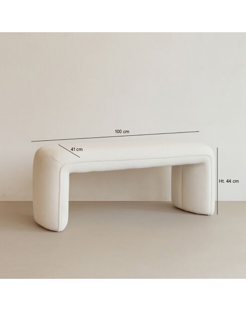 Banc en tissu bouclette Malo écru - 100x41x44 cm