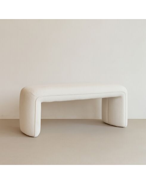Banc en tissu bouclette Malo écru - 100x41x44 cm