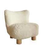 Fauteuil effet fourrure avec des pieds en bois artic blanc/naturel - 76x81x77 cm