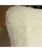 Fauteuil effet fourrure avec des pieds en bois artic blanc/naturel - 76x81x77 cm