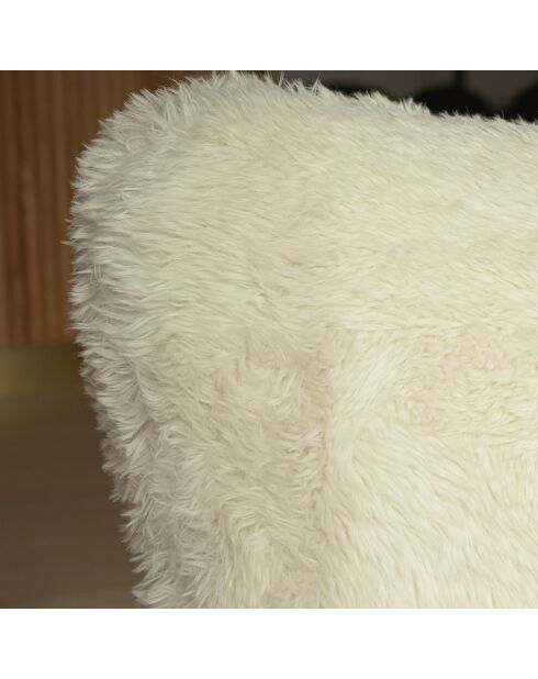 Fauteuil effet fourrure avec des pieds en bois artic blanc/naturel - 76x81x77 cm