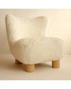Fauteuil effet fourrure avec des pieds en bois artic blanc/naturel - 76x81x77 cm