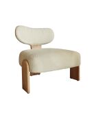 Fauteuil tissu bouclette et pied en bois hella blanc/naturel - 70x72x72 cm