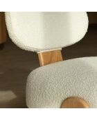Fauteuil tissu bouclette et pied en bois hella blanc/naturel - 70x72x72 cm