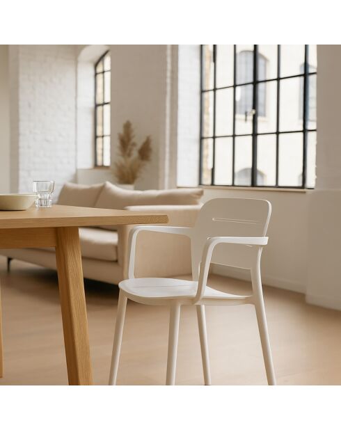 4 Fauteuils de Table en Polypropylène Sunset blancs - 52.5x53x79 cm