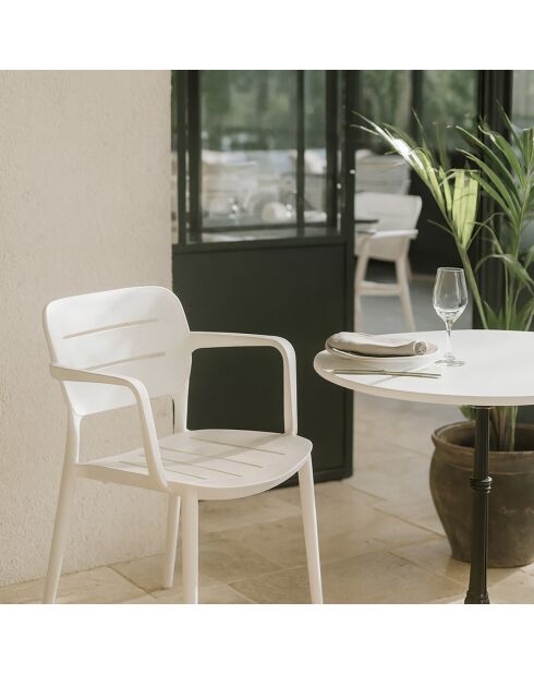 4 Fauteuils de Table en Polypropylène Sunset blancs - 52.5x53x79 cm