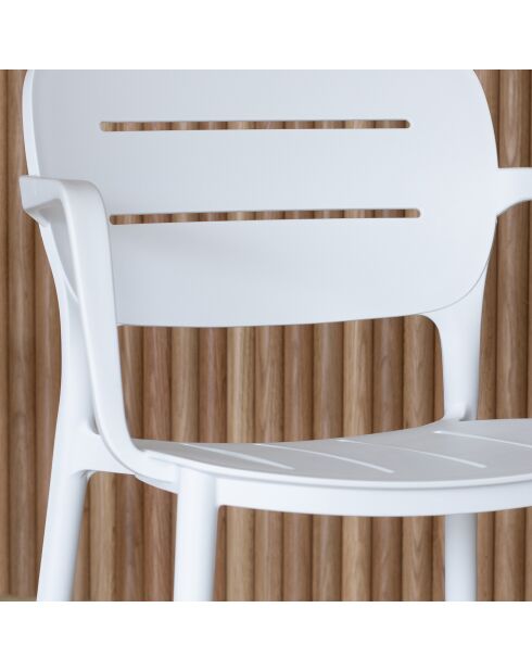 4 Fauteuils de Table en Polypropylène Sunset blancs - 52.5x53x79 cm