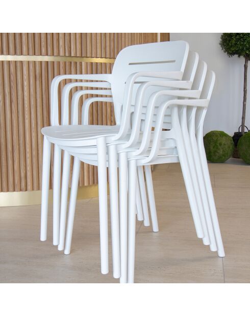 4 Fauteuils de Table en Polypropylène Sunset blancs - 52.5x53x79 cm