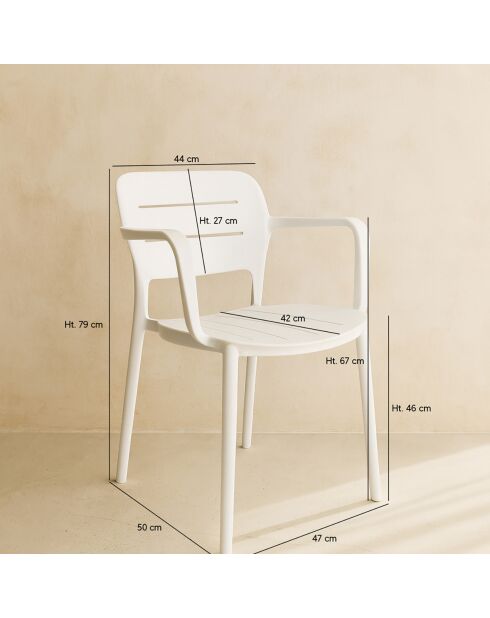 4 Fauteuils de Table en Polypropylène Sunset blancs - 52.5x53x79 cm