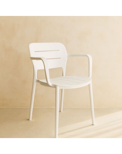 4 Fauteuils de Table en Polypropylène Sunset blancs - 52.5x53x79 cm