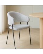 2 Fauteuils + Table tissu tweed pieds metal eros beige/noir