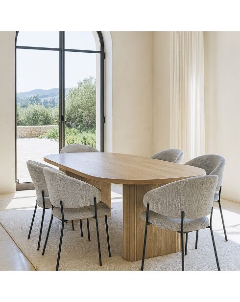 2 Fauteuils + Table tissu tweed pieds metal eros beige/noir
