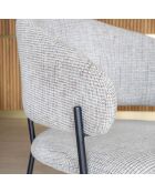 2 Fauteuils + Table tissu tweed pieds metal eros beige/noir