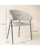 2 Fauteuils + Table tissu tweed pieds metal eros beige/noir