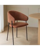 2 Fauteuils + Table tissu tweed pieds metal eros noir/terracotta