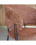 2 Fauteuils + Table tissu tweed pieds metal eros noir/terracotta