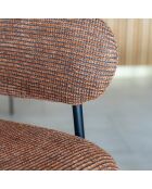 2 Fauteuils + Table tissu tweed pieds metal eros noir/terracotta