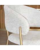 2 Fauteuils + Table tissu tweed pieds metal eros ecru/noir
