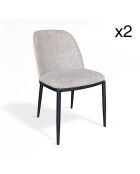 2 Chaises tissu tweed maia beige/naturel/noir