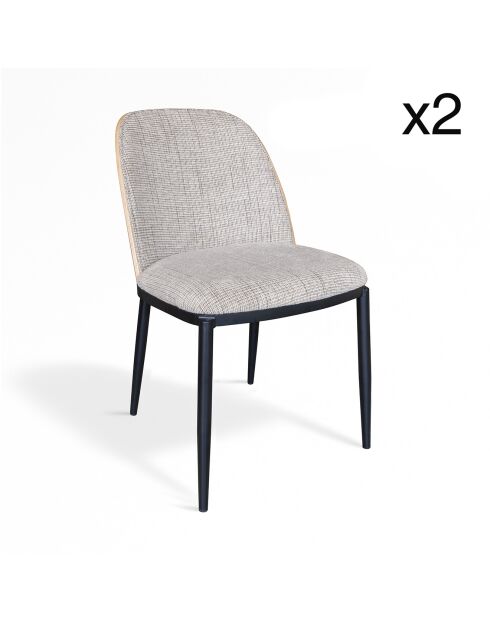 2 Chaises tissu tweed maia beige/naturel/noir