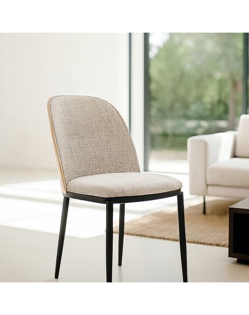2 Chaises tissu tweed maia beige/naturel/noir