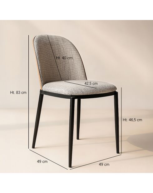 2 Chaises tissu tweed maia beige/naturel/noir