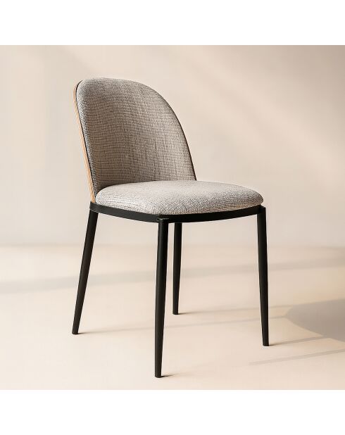 2 Chaises tissu tweed maia beige/naturel/noir