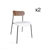 2 Chaises en bouclette bois et métal gaston ecru/naturel/noir