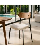 2 Chaises en bouclette bois et métal gaston ecru/naturel/noir