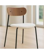2 Chaises en bouclette bois et métal gaston ecru/naturel/noir