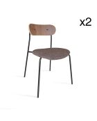 2 Chaises en tweed bois/metal gaston marron/naturel/noir