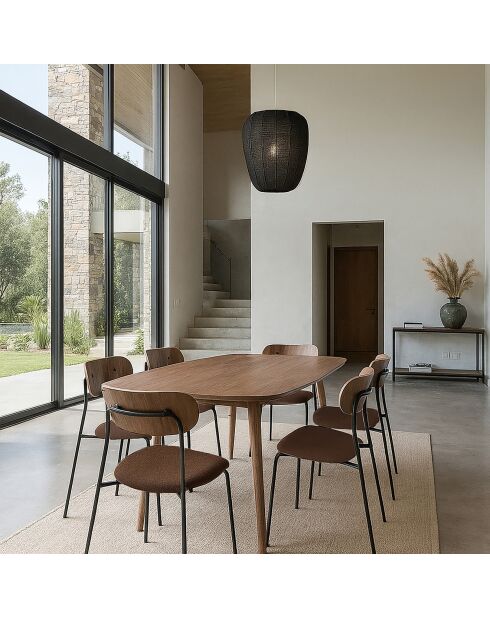 2 Chaises en tweed bois/metal gaston marron/naturel/noir