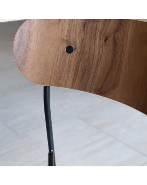 2 Chaises en tweed bois/metal gaston marron/naturel/noir