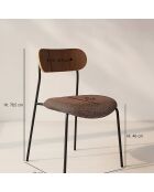 2 Chaises en tweed bois/metal gaston marron/naturel/noir