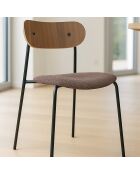 2 Chaises en tweed bois/metal gaston marron/naturel/noir
