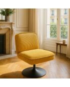 Fauteuil pivotant velour côtelé pied métal funky jaune - 62x74x75 cm