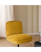 Fauteuil pivotant velour côtelé pied métal funky jaune - 62x74x75 cm