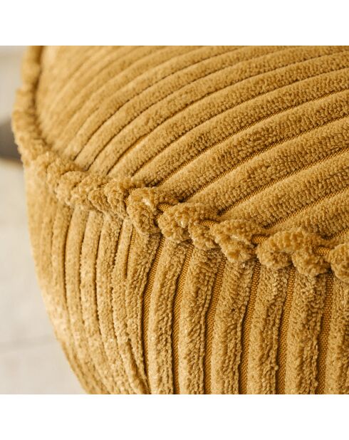 Fauteuil pivotant velour côtelé pied métal funky jaune - 62x74x75 cm