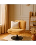 Fauteuil pivotant velour côtelé pied métal funky jaune - 62x74x75 cm
