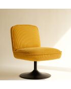 Fauteuil pivotant velour côtelé pied métal funky jaune - 62x74x75 cm