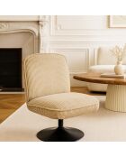 Fauteuil pivotant velour côtelé pied métal funky beige - 62x74x75 cm