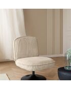 Fauteuil pivotant velour côtelé pied métal funky beige - 62x74x75 cm