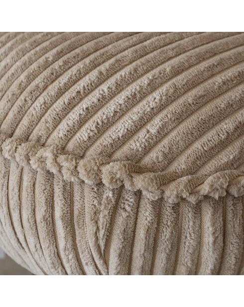 Fauteuil pivotant velour côtelé pied métal funky beige - 62x74x75 cm