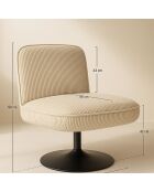Fauteuil pivotant velour côtelé pied métal funky beige - 62x74x75 cm