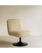 Fauteuil pivotant velour côtelé pied métal funky beige - 62x74x75 cm